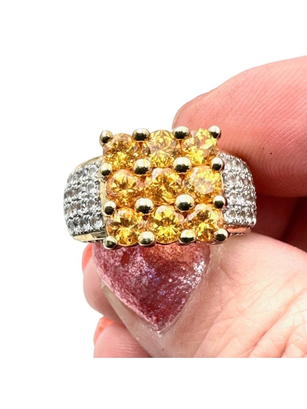 Topaz Ring Gold Plated Sterling Silver Size 6 Orange Yellow